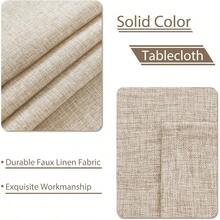 Faux Linen Tablecloth Rectangular - Wrinkle, Washable Rust - Proof Rectangle Table Cloth Kitchen Dining, Outdoor Picnic, Decorative Oblong Table Cover Everyday Use, Beige, 152x 213cm - 213 X 152 cm (Rectangular) + Beige - View 2