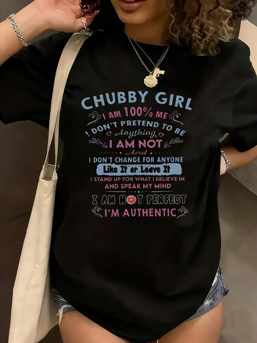 Girl Women's Plus Size T-Shirt Shirt Casual 220g Funny Oversized Graphic Short Sleeve 1 Pcs Tee Novelty Crew Neck Top 100% Polyester - màu đen - Xem 1