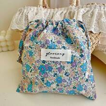 Small Ditsy Floral Drawstring Pouch, Multi-Functional Storage Bag For Home & Travel, Organizer For Miscellaneous Items ,Travel Essential Bag - Multicolor - View 7