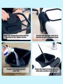 1 Set Black Silicone Suction Cup Salon Shampoo Bowl, Large Capacity Dye Mixing Bowl Set - Black - View 4