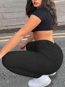 Apperloth A 加拉链门襟纯色紧身裤朋克音乐节