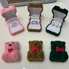 1个可爱小熊首饰盒，有3种颜色可选，多功能收纳项链、戒指、耳环和耳钉，是周年纪念日和结婚戒指的完美礼物。 - 彩色 - 查看 2