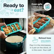 WSXC  1 Cup Silicone Freezer Molds -  Perfect For Freezing Broth Rice Leftovers And More - Silicone Freezer Trays With Lids For Meal Prep - Aqua - 1-Pack - Aqua - View 5