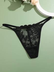 5pcs Women's Solid Color All Lace Pattern Thin Waistband Low-Rise Sexy T-Back G-Strings Women's Underwear & Lingerie