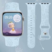 Omen's And Men's I Fashion Dandelion And Cat Laser Carved Monochrome Silicone Watch Bring A 38mm 40mm 41mm 45mm 44mm 42mm 49mm Belt, Soft And Comfortable Breathable Wristband Replacement Strap, With Ultra Series 9/SE/8/7/6/5/4/3/2/1 Bracelet Accessories - Smoke Purple - View 10