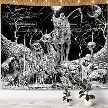 Black And White Skull Tapestry Moon Gothic Skeleton Tapestry Hippie Mandala Floral Tapestries For Bedroom Aesthetic Decor PosterBirthday Valentine's Day Gifts - Main Image Style - View 1