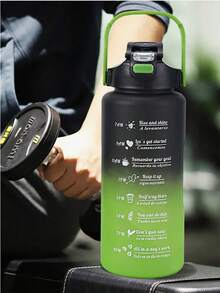 3pcs Set Plastic Gradient Color Drinking Cup With Lid & Straw, Large Capacity Outdoor Sports Water Bottle