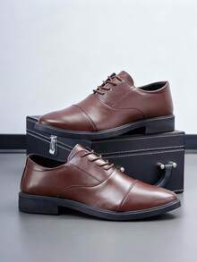 男士棕色系带正装皮鞋 - 适合婚礼、商务、毕业典礼及休闲场合的正式真皮正装鞋 - 棕色 - 查看 6