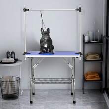 Professional Folding Grooming Table For Dogs And Pets, Adjustable Arm, Heavy Duty, Portable Arm, Leash And Mesh Shelf And Rubber Mat BLUE WL - 1 - View 5
