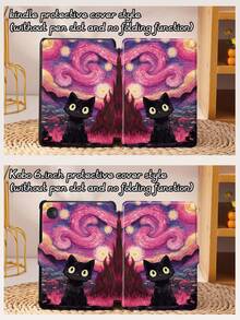 Ốp bảo vệ máy tính bảng họa tiết Mèo Đen trong tranh Đêm Sao của Van Gogh, tương thích với iPad 9.7/10.2/10.5/10.9/12.9/Pro 11 (thế hệ thứ 10), Galaxy Tab S6 Lite 10.4 inch, Kindle Paperwhite thế hệ thứ 12 (2024), Kindle thế hệ thứ 11 (2022), mềm mại, chống sốc, chân đế thông minh/chức năng tự động bật/tắt màn hình. - Nhiều màu - Xem 10