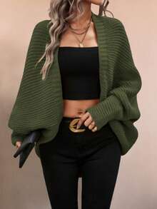 Winter Fashion Casual Elegant Crochet Solid Color Daily Holiday Batsleeve Women's Cardigan Sweater