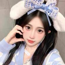 Cute Headband Blue Bow Headgear Doggie Ears Lolita Headband - 粉色 - 查看 3