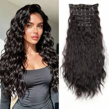 Clemă sintetică pentru a atașa peruci, mărind volumul părului, prelungind lungimea. Potrivită pentru femei, pentru a fi purtată în diverse ocazii, cum ar fi Crăciunul. - Multicolor - Vizualizare 8