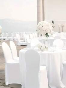 4/10/20/30PCS Wedding Banquet Hotel White Elastic Chair Covers, One-Piece Chair Covers, White Full-Coverage Thickened Chair Covers, Reusable Elastic Skirts For Large Exhibitions, Universal Elastic Chair Covers, Engagement Ceremony, Office Meeting Chair Covers - White - View 7