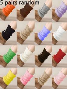 1/3/5/10/20/30 Pairs Of Women's Leg Warmer, White Knitted Warm Calf Socks, Suitable For Autumn And Winter. Women's Slouch Socks, Warm, Prevent Air Leakage At The Cuffs, Chunky Knit Detail Soft Warm Keeping & Fashionable Layering Function Autumn And Winter, Warm And Comfortable,White Leg Warmers Leg Warmers - Multicolor - View 22