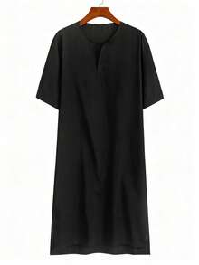 Men's Casual Loose Fit Long T-Shirt, Soft Woven Fabric, Minimalist Design, Versatile For Outdoor Activities, Commuting, Style Essential For Men