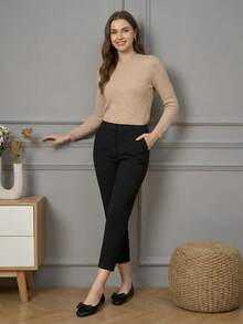 WHDXY 女士黑色蝴蝶结方头平底鞋，柔软舒适，防滑，适合女大学生/上班族穿着，也适合工作、上学和购物等场合。