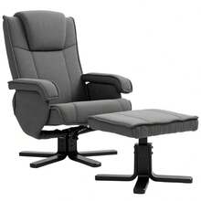 HOMCOM Relaxing Chair With Footrest, 360° Swivel TV Chair With Adjustable Backrest, Reclining Function, Rocking Function, Velvet-Look TV Chair, Headrest For Living Room, Dark Gray - 1 - View 1