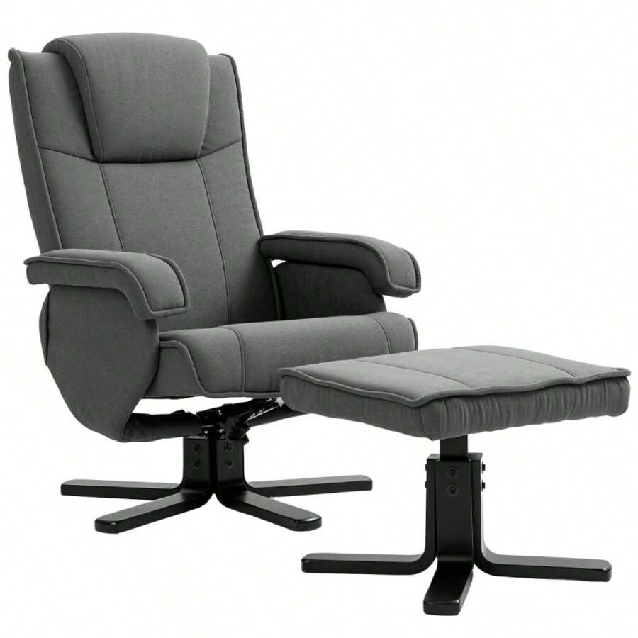 HOMCOM Relaxing Chair With Footrest, 360° Swivel TV Chair With Adjustable Backrest, Reclining Function, Rocking Function, Velvet-Look TV Chair, Headrest For Living Room, Dark Gray - 1 - View 1