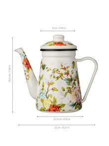 1件搪瓷茶壶花卉图案手冲壶1.2L大容量咖啡壶手柄壶咖啡壶窄口油壶煮茶壶家用煮茶壶适用于电炉燃气煮咖啡或茶 - Tea Kettle - 查看 14