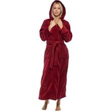 Womens Robe, Long Plush Bathrobe With Hood, Hooded Robes For Women Plus Size Bath Robe,31371253 - Burdeos - Ver 1