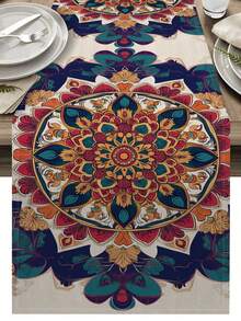 1pc Bohemian Patterned Table Runner, Home Decor Table Runner, Indoor & Outdoor Party Supplies, Room Decoration. Suitable For Home Kitchen Decor And Event Party Decoration - Multicolor - View 6