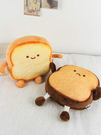 1个22厘米/8.66英寸毛绒吐司面包抱枕，可爱逼真的面包造型靠垫，柔软的腰部支撑垫，毛绒玩偶，适合家居装饰、圣诞节礼物、新年礼物、生日礼物