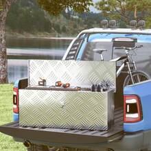 HOMCOM Aluminum Storage Box With Lock And Keys, 50 X 15.5 X 20.5