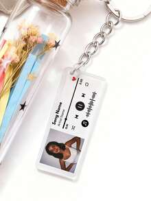 Customizable Acrylic Music Player Keychain, Engraved With Your Photo And Artist Name, Available In 1pc, 3pcs And 5pcs Sets. Perfect For Hanging On Keychains, Decorating Backpacks And Luggage. Also A Great Gift. - Multicolor (Music Player Version) - View 9