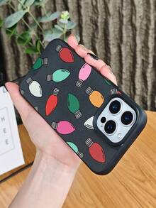 GALLAPLE Multi Color Retro Christmas Light Bulb Print Phone Cover, Fun Holiday String Accessory, Festive Season Protection Christmas Decor Phone Case Compatible With IPhone 17Promax/17Pro/17Air/17/16Promax/16Pro/16Plus/16/15Promax/15Pro/15Plus/15/14Promax/14Pro/14Plus/14/13Promax/13Pro/13/12Promax/12Pro/12/11Promax/11Pro/11/XSMAX/X/XS - Hot Pink - View 10