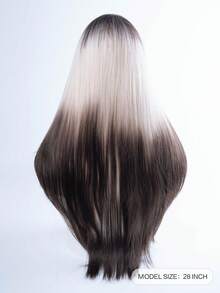 1 Tóc giả thẳng tổng hợp nhiều màu chịu nhiệt, bóng mượt, làm từ sợi, thích hợp sử dụng hàng ngày, vẻ ngoài tự nhiên và chân thực (không bao gồm phụ kiện) - Tóc vàng ombre - Xem 2