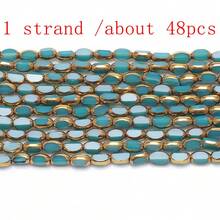 Approx. 48pcs 4*6mm Gold Edged Colorful Crystal Glass Beads, Middle Hole, DIY Crafts For Jewelry Making, Shoes, Accessories, Phone Chains, Necklaces, Bracelets, Eyeglasses Chains, Headpieces - Multicolor - View 26