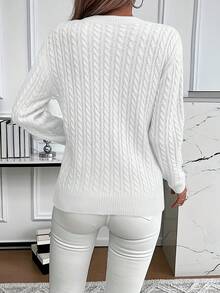 Vintage Twisted Flower Milk Yellow Sweater! Soft Knit Fabric Keeps Warm And Not Bulky, Round Neck Design Is Versatile And Casual, Paired With White Denim Pants For Daily Use, With A Fresh, Retro And Gentle Feeling That Locks In Directly - trắng - Xem 2