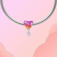 Sterling Silver Charm Love Bow Happy Birthday Blue Beads Charm Pendant Ball Suitable For Bracelets DIY Women's Jewelry - 銀色-SCY6466 - 查看 13