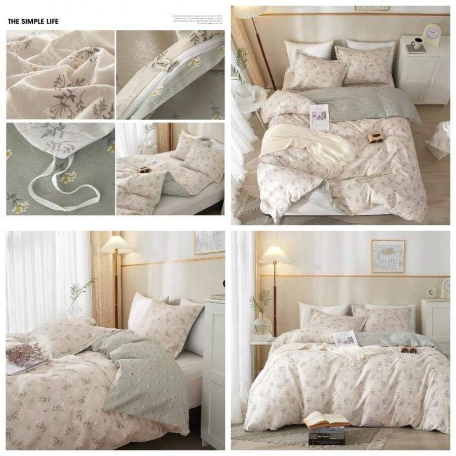 - Juego de funda de edredn estilo bohemio, diseo floral de jardn, tamao King, diseo clsico, de algodn, juego de funda de edredn ligera y suave, con cierre de cremallera, transpirable - King (104" x 90") + Multicolor - Ver 1