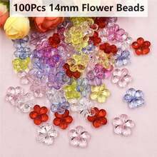 100Pcs 14mm Multicolor Spacer Loose Beads With Hole Flower Shape Handmade Material - 100 hạt cánh hoa 14mm - Xem 17