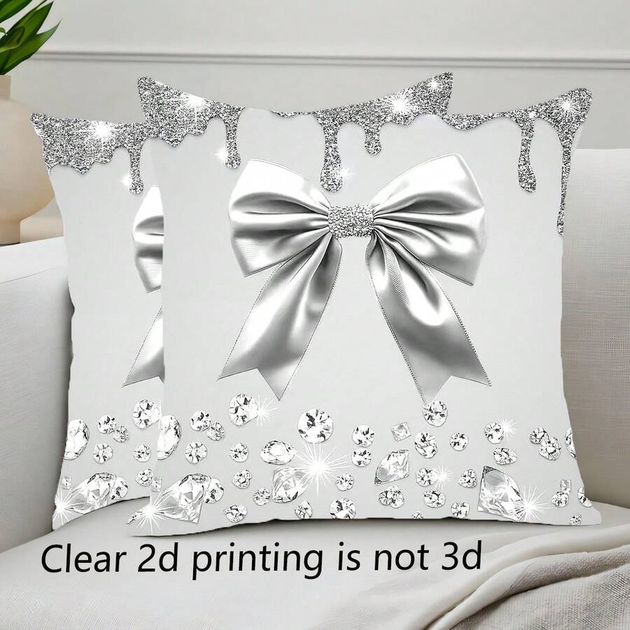 2 poszewki na poduszki w stylu boho z geometrycznym, błyszczącym wzorem koralikowym, 45 x 45 cm, poliester, luksusowe, srebrne i czarne, przezroczyste koraliki, zapięcie na zamek błyskawiczny, poszewki na poduszki w stylu rustykalnym, pasujące do każdego typu pomieszczenia, nadające się do prania w pralce – wkładka nie jest dołączona, poduszki dekoracyjne na każdą porę roku
