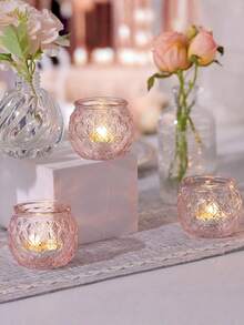 Bộ 6/12 chân nến màu hồng, chân nến tealight thủy tinh màu hồng, thích hợp trang trí bàn tiệc cưới, tiệc cô dâu, tiệc trà phong cách Boho, quà tặng tiệc cưới, trang trí nhà cửa, trang trí tiệc màu hồng, Ngày Valentine. - Hồng - Xem 8
