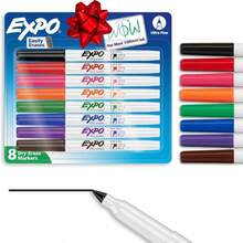 EXPO Dry Erase Markers, Low Odor Ink, Assorted Colors, Ultra Fine Tip, 8 Count - Whiteboard, Calendar, Organization, School Supplies - ColorB - 查看 1