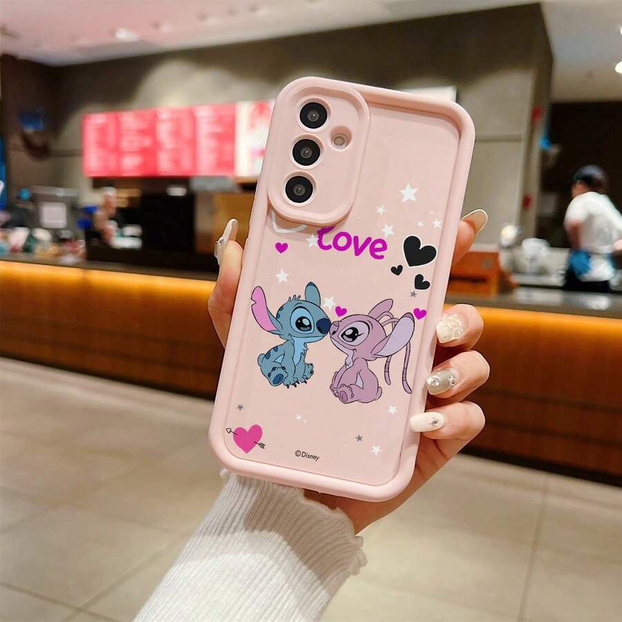 Miniso Disney Lilo & Stitch Phone Case, "Love" Themed Design With Stitch & Angel In Romantic Posefor Samsung Galaxy S25 Ultra/S25 Plus/S25/Galaxy S24 Ultra/S24/S24 Plus/S24 FE/S23 FE/S23 Ultra/S23 Plus/S23/S22Ultra/S22/S22 Plus/S21 Ultra/S21 Plus/S21 FE/S21/A13/A14/A15/A16/A17/A33/A34/A35/A36/A52/A53/A54/Galaxy Note20Ultra,Galaxy S25 Ultra Case Plus Stocking Stuffers,The Girlfriend,The Chosen,Early Fall Fashion. - 粉色 - 查看 1