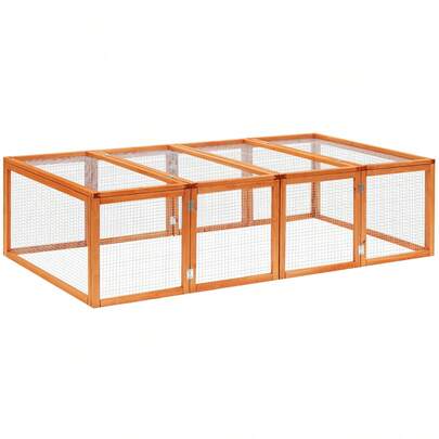 PawHut Rabbit Hutch, Small Animal Enclosure Made Of Pine Wood, Natural 181x100x48cm, For Garden And Enclosure