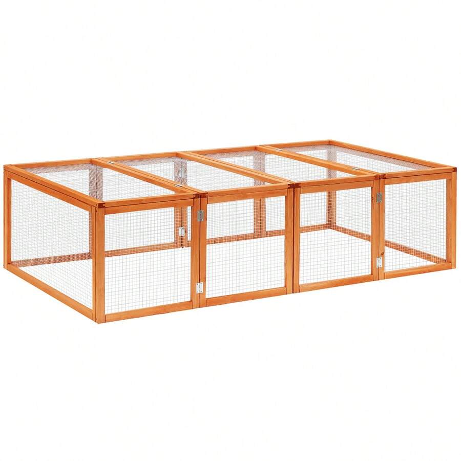 PawHut Rabbit Hutch, Small Animal Enclosure Made Of Pine Wood, Natural 181x100x48cm, For Garden And Enclosure
