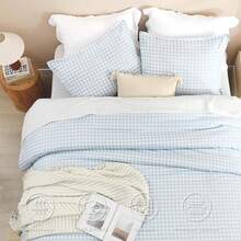 Checkered Comforter Twin (66x90Inch), Black White Plaid Gingham Bed Set, Lightweight Microfiber Geometric Preppy Bedding, 2 Pieces, Bedding F2BF - 13 - Gingham - Xanh dương - Xem 4