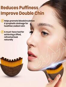 1件装淋巴引流面部按摩器及轮廓工具 - 用于缓解淋巴肿胀和浮肿，椭圆形刷毛设计，易于使用（无需吸力，操作简单），淋巴轮廓面部刷，干刷面部刷，淋巴引流按摩器，用于面部、下巴和下颌线塑形，符合人体工程学设计，精准贴合肌肤，缓解疲劳 - 彩色 - 查看 2