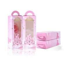 草莓/城堡图案纸盒，6个装和12个装，带透明窗口提手，礼品盒，甜美可爱风格，粉色草莓/城堡图案，长方形透明窗口，适合情人节/生日/派对等场合。 - 彩色 - 查看 9