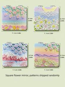 CHIGO 75mm 便携式圆形化妆镜礼盒装（熊猫、麻雀、鱼、兔子图案），适合日常使用 - 非常适合作为派对礼物、生日礼物、圣诞礼物、节日礼物或情人节礼物！ - 黃色 - 查看 9