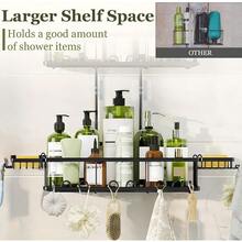 XZGB Shower Caddy Hanging: Adjustable Height Organizer For Over Showerhead - Black Rustproof Shower Shelves With Hooks And 2 Soap Holders - 黑色 - 查看 4