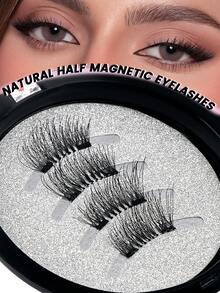 MAANGE 2/1 paire de faux cils magnétiques, faux cils magnétiques portables, look naturel, faux cils magnétiques améliorés, plus pratiques à porter et à retirer, essentiels pour les voyages d'été, les cadeaux de vacances, les vacances à la plage, les voyages de camping, le sac à dos en Europe - Demi-croix des yeux - Voir 2
