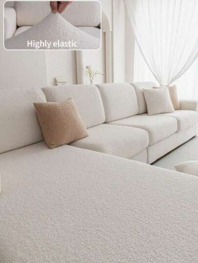 1PC Teddy Velvet Thickened Fabric Non-Slip Elastic Sofa Cushion Cover Sofa Dustproof Cushion Cover Pet Anti-Dirty Waterproof Dustproof A Backrest Cover Single Seat Double Seat Three Seat Four Seat Spring Summer Autumn Winter Four Seasons