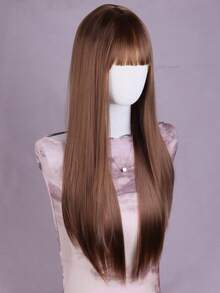 26英寸女士米色长直发带刘海全头假发，适合日常佩戴、派对和假日穿着。 - 彩色 - 查看 9